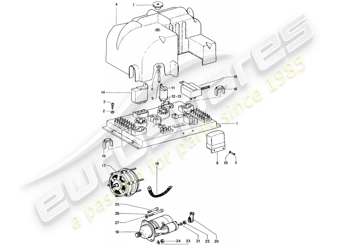 porsche 1973 (914) gobernador - alternador - arranque diagrama de piezas