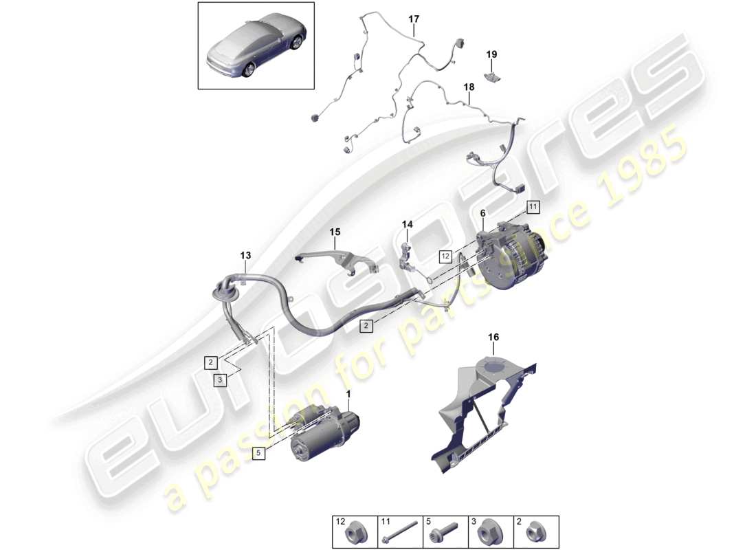 porsche 2021 (panamera 971-1) alternador de arranque diagrama de piezas