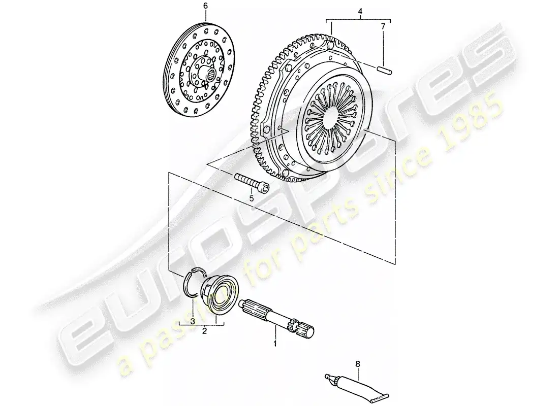 porsche 1990 (928) caja de cambios manual - embrague diagrama de piezas