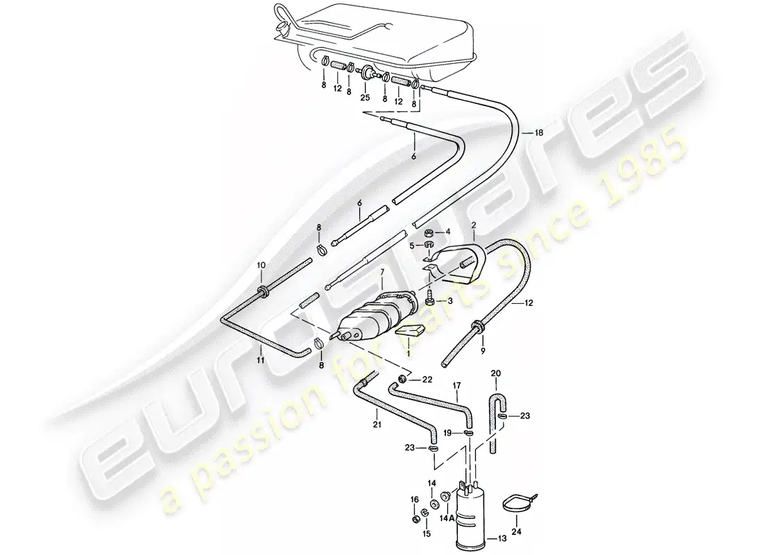 porsche 1979 (924) bote de emisiones evaporativas diagrama de piezas