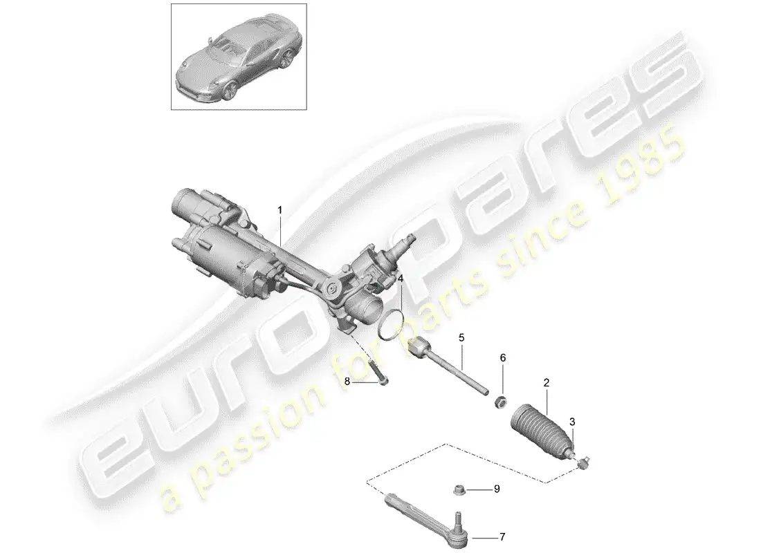porsche 2015 (991-1 turbo) aparato de gobierno diagrama de piezas