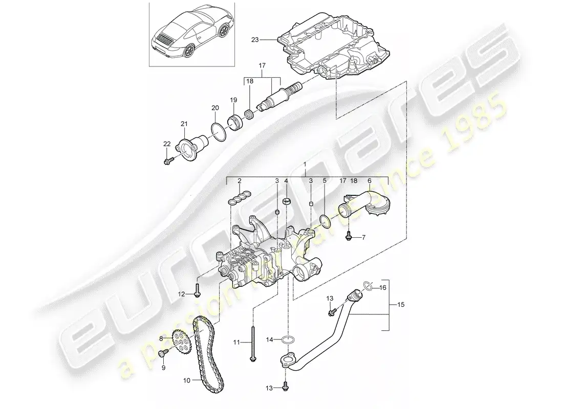 porsche 2010 (997-2) bomba de aceite diagrama de piezas