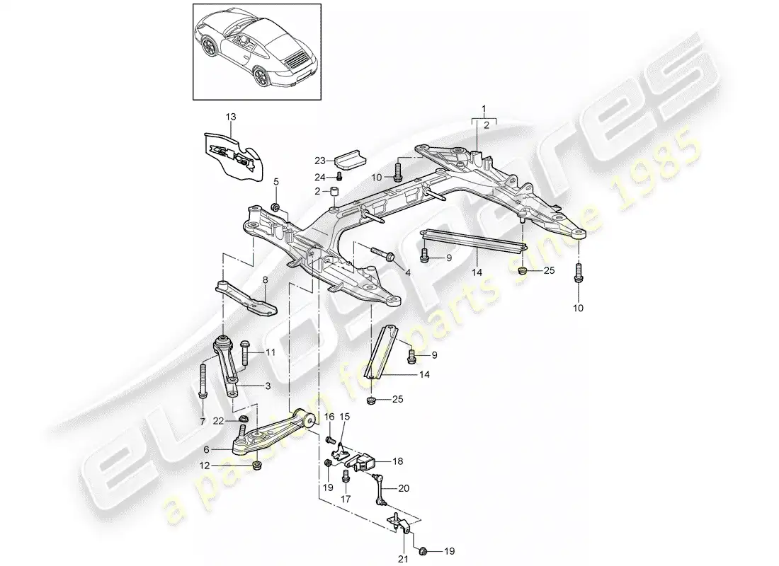 porsche 2010 (997-2) travesaño diagrama de piezas