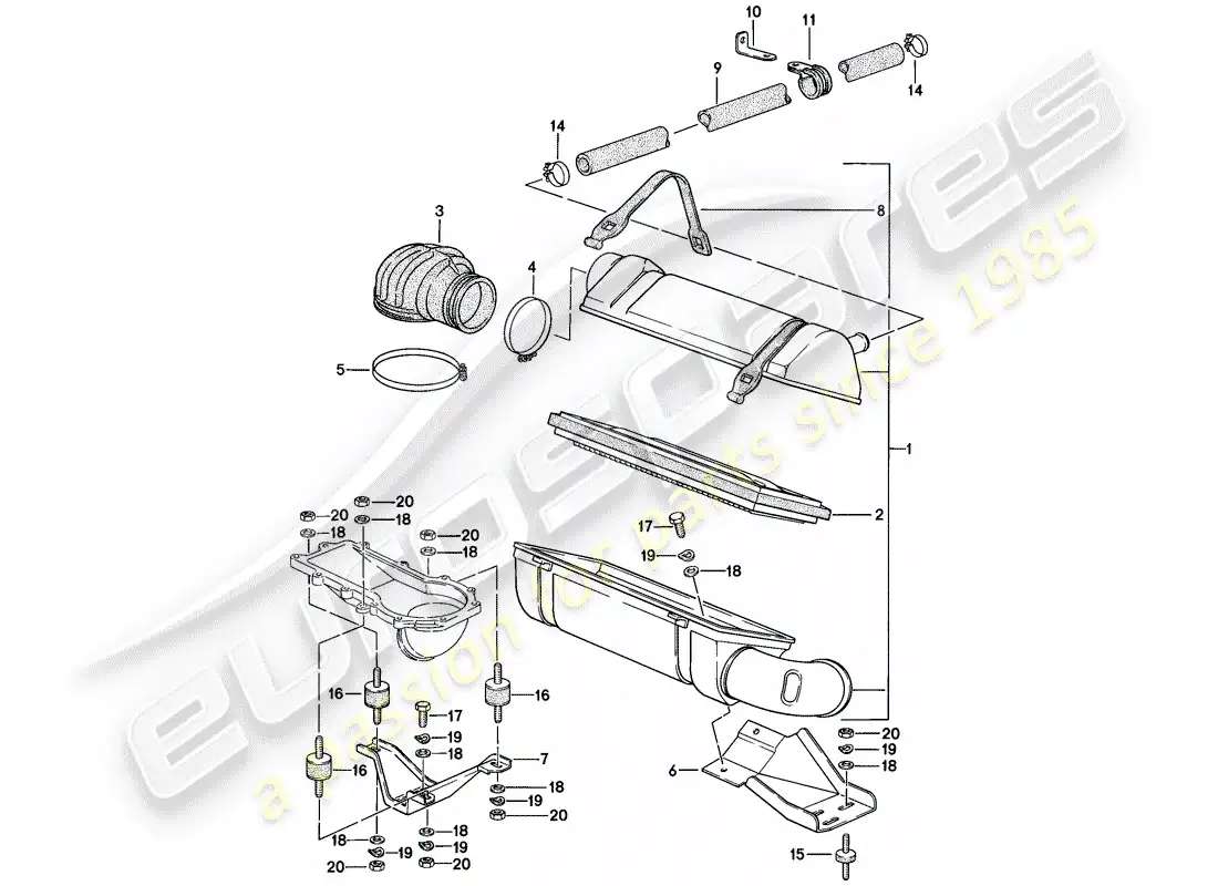 porsche 1979 (924) sistema de limpieza de aire diagrama de piezas