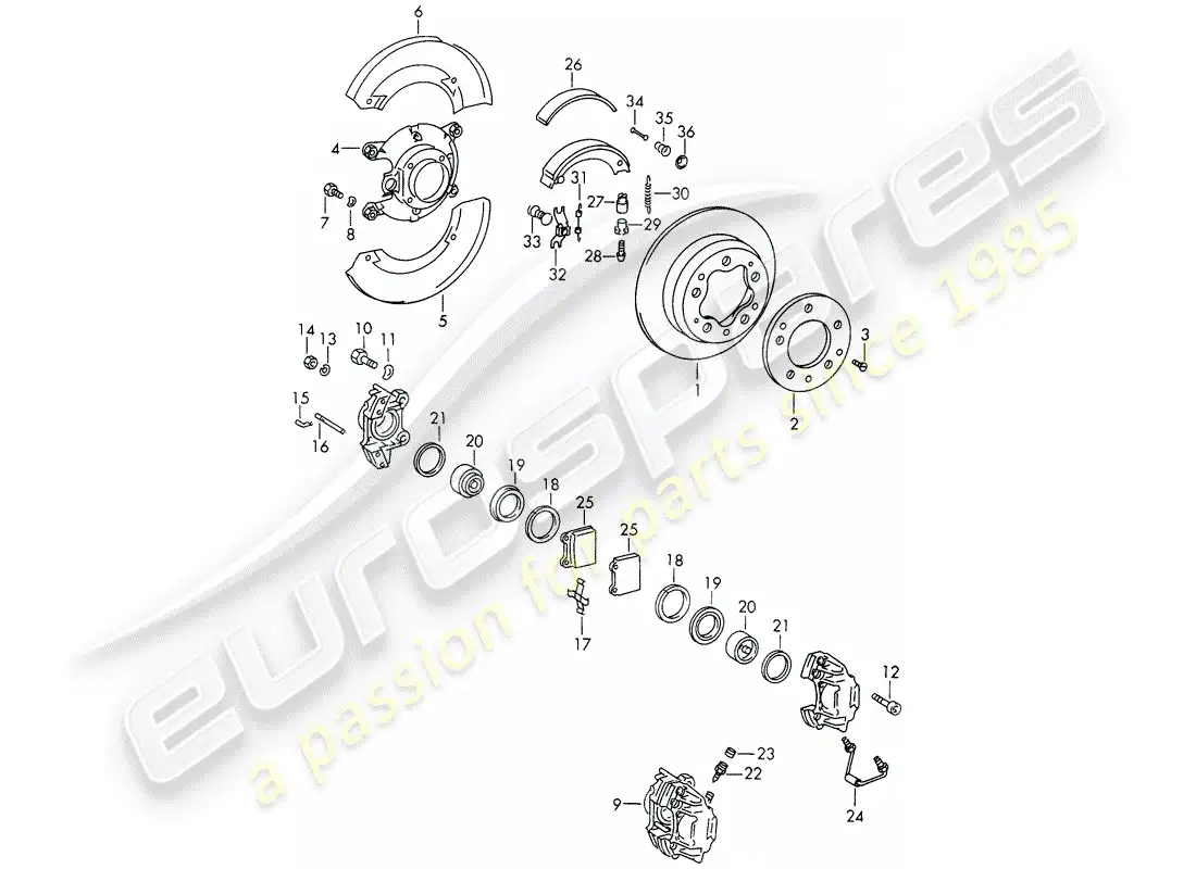 porsche 1965 (911/912) frenos de disco - d >> - mj 1968 diagrama de piezas