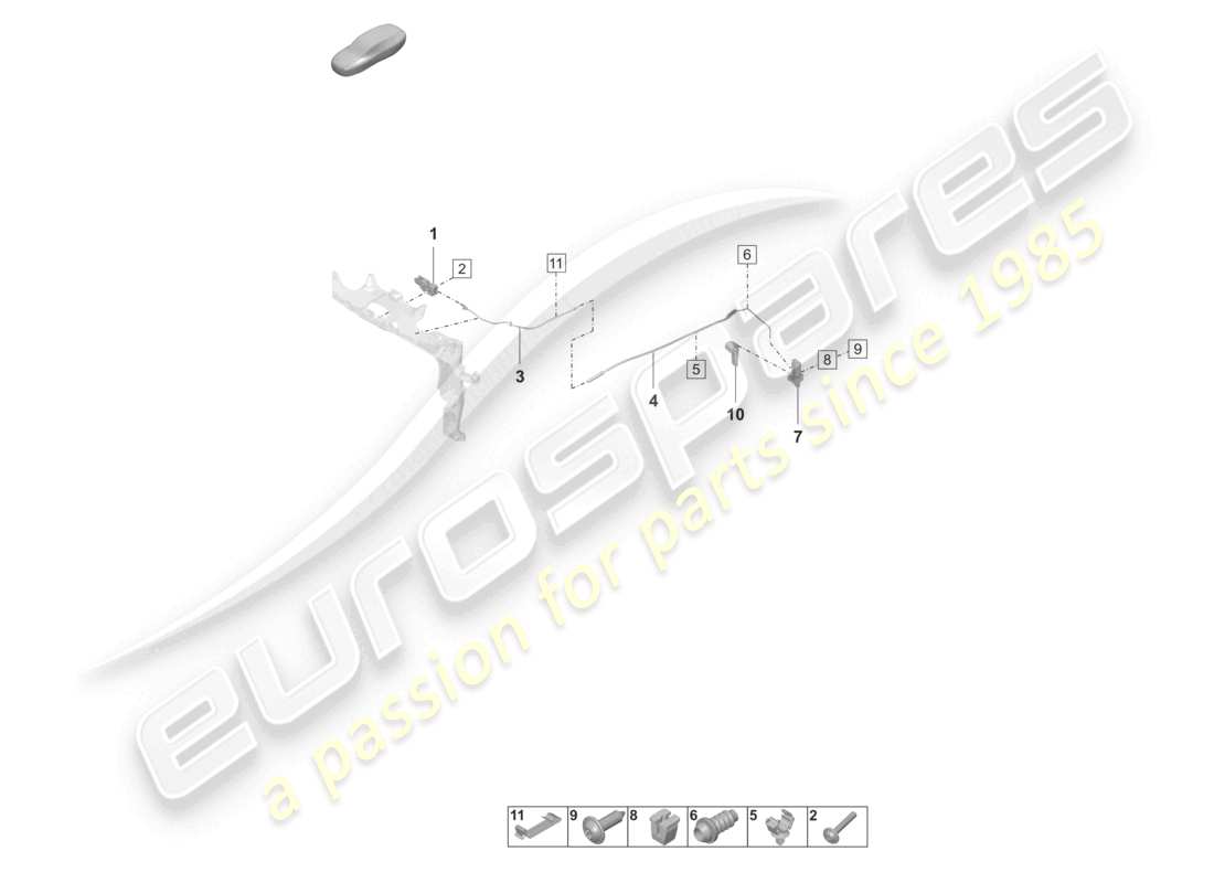 porsche 2023 (panamera 971-2) diagrama de piezas de accesorios de la cerradura de la tapa delantera