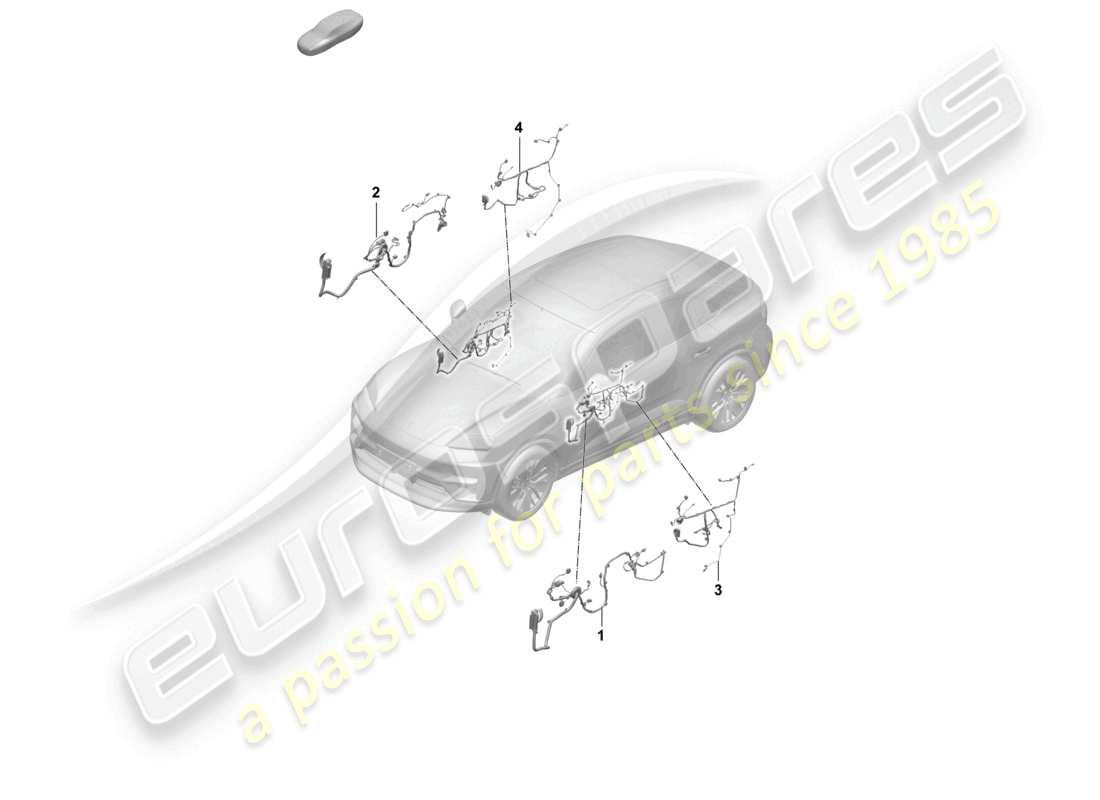 porsche 2025 (macan-e) diagrama de piezas del conjunto de cableado para el frente de la puerta