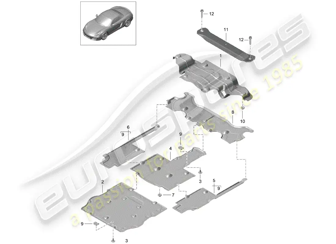 porsche 2016 (981 boxster) recubrimiento diagrama de piezas