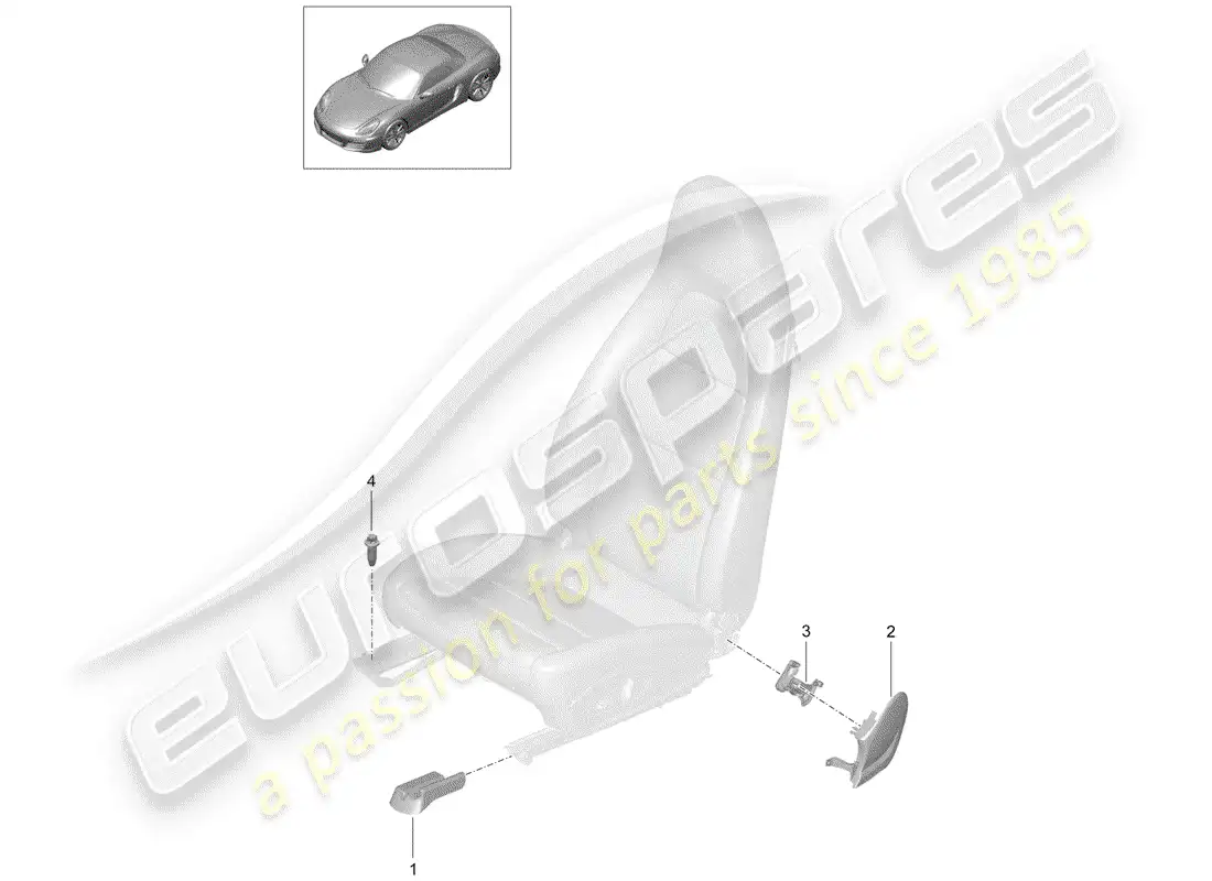 porsche 2016 (981 boxster) asiento diagrama de piezas