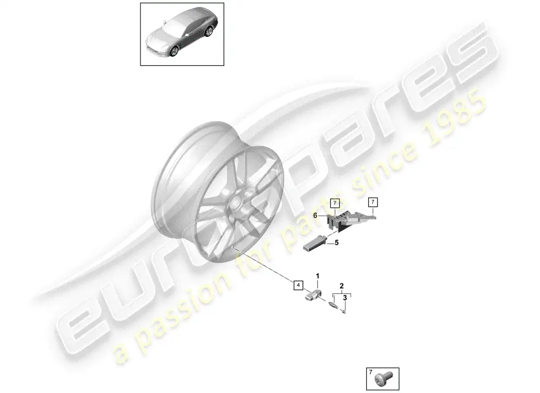 porsche 2019 (panamera 971-1) sistema de control de presión de neumáticos diagrama de piezas