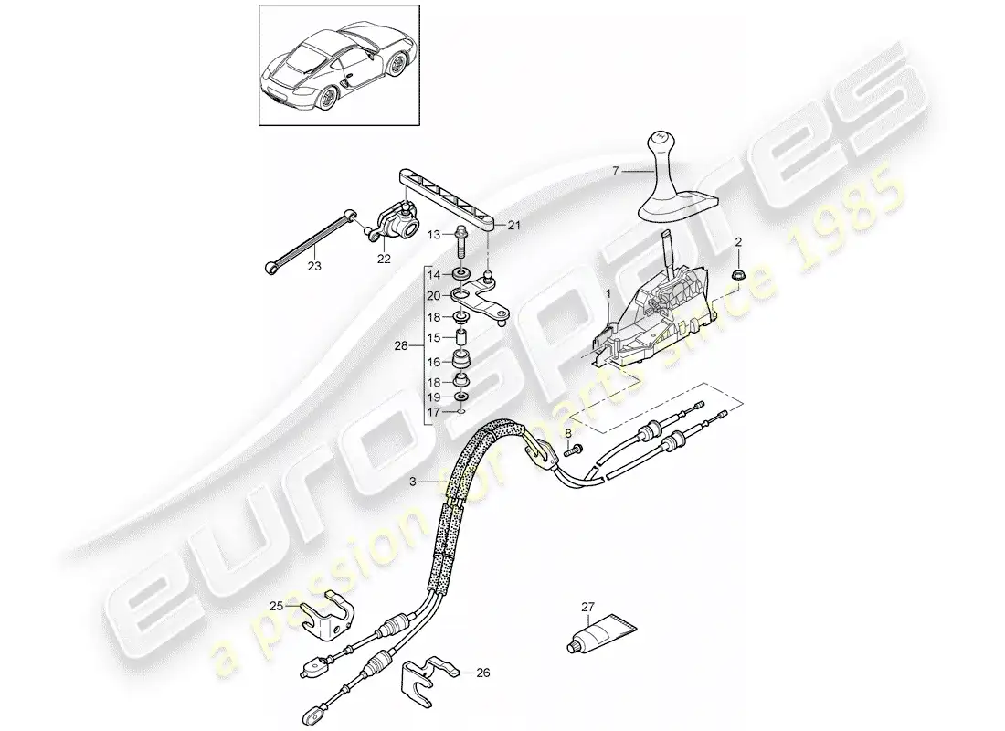 porsche 2011 (987 cayman) control de transmisión diagrama de piezas