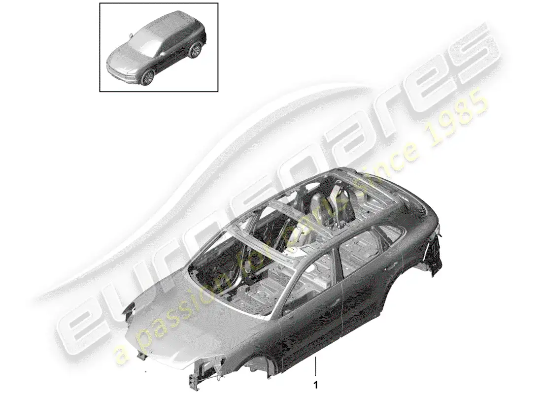porsche 2019 (cayenne e3 9ya/9yb) cuerpo del auto diagrama de piezas