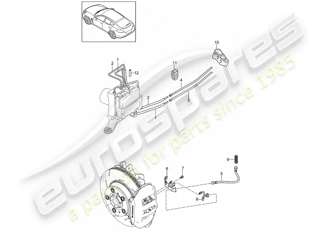 porsche 2011 (panamera 970) línea de freno diagrama de piezas