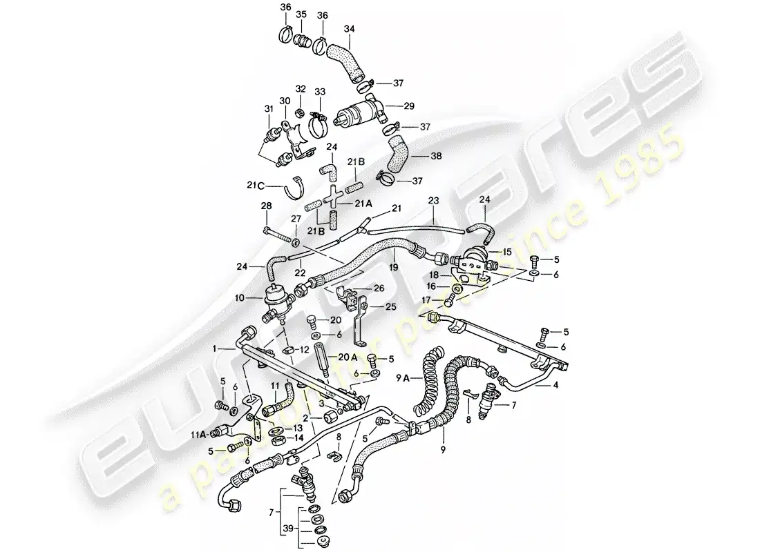 porsche 1984 (911) para-l-jetronic ii diagrama de piezas