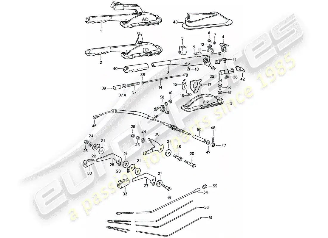 porsche 1984 (911) palanca de freno de mano - palanca de funcionamiento - para - calentador diagrama de piezas