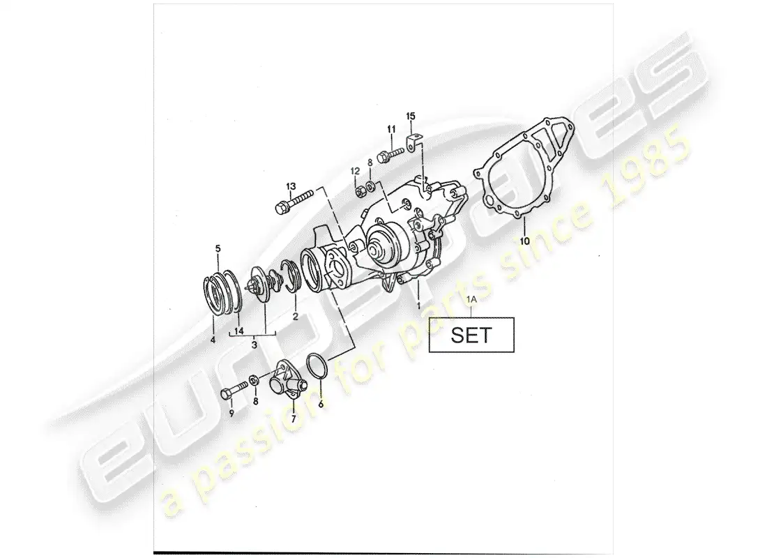 porsche 1992 (968) bomba de agua diagrama de piezas