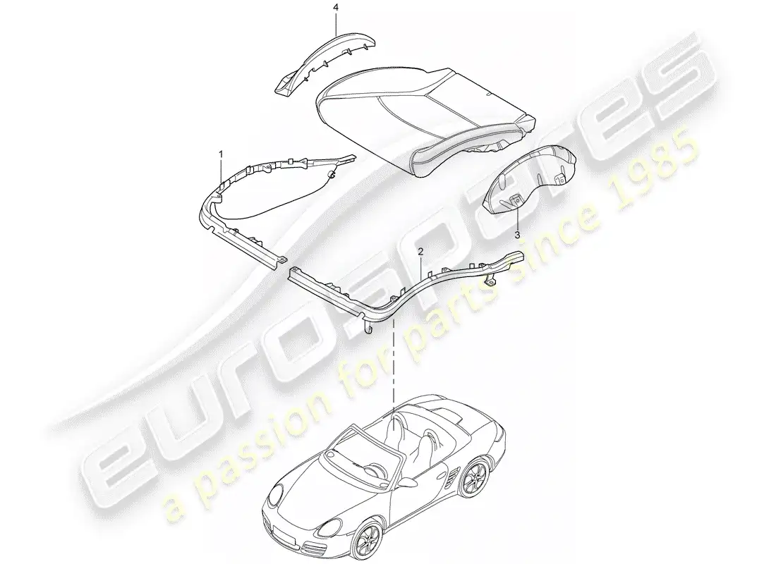porsche 2012 (987 boxster) portador de cojín diagrama de piezas