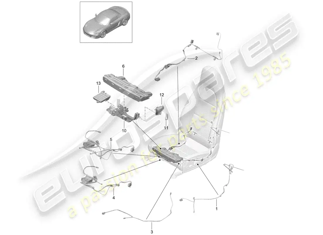porsche 2015 (981 boxster) cableando arneses diagrama de piezas