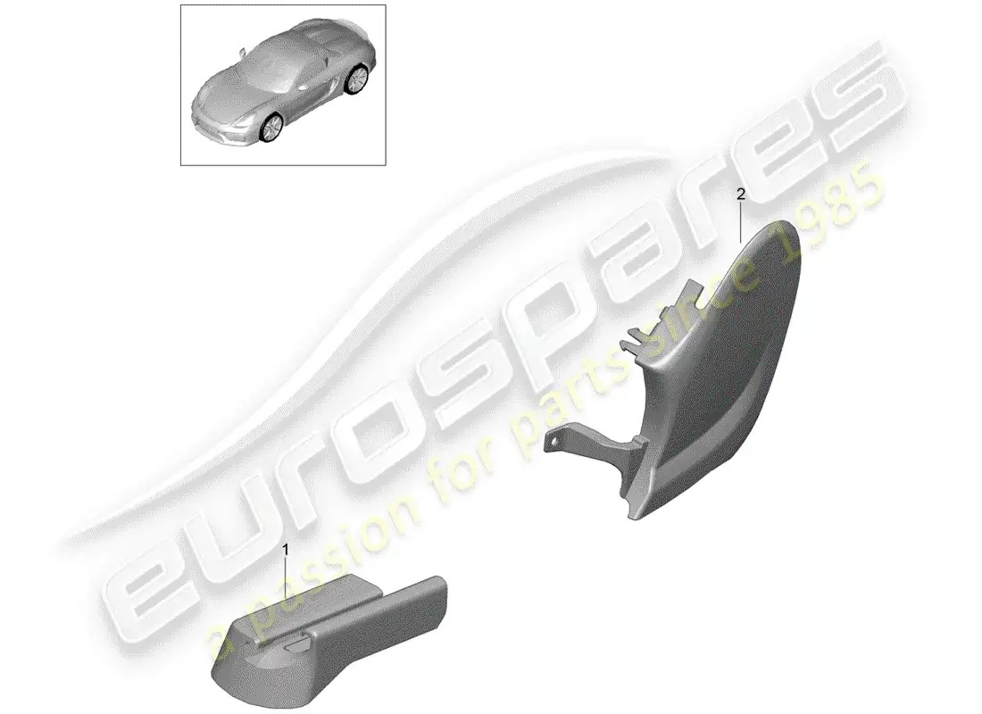 porsche 2016 (981 boxster spyder) asiento diagrama de piezas