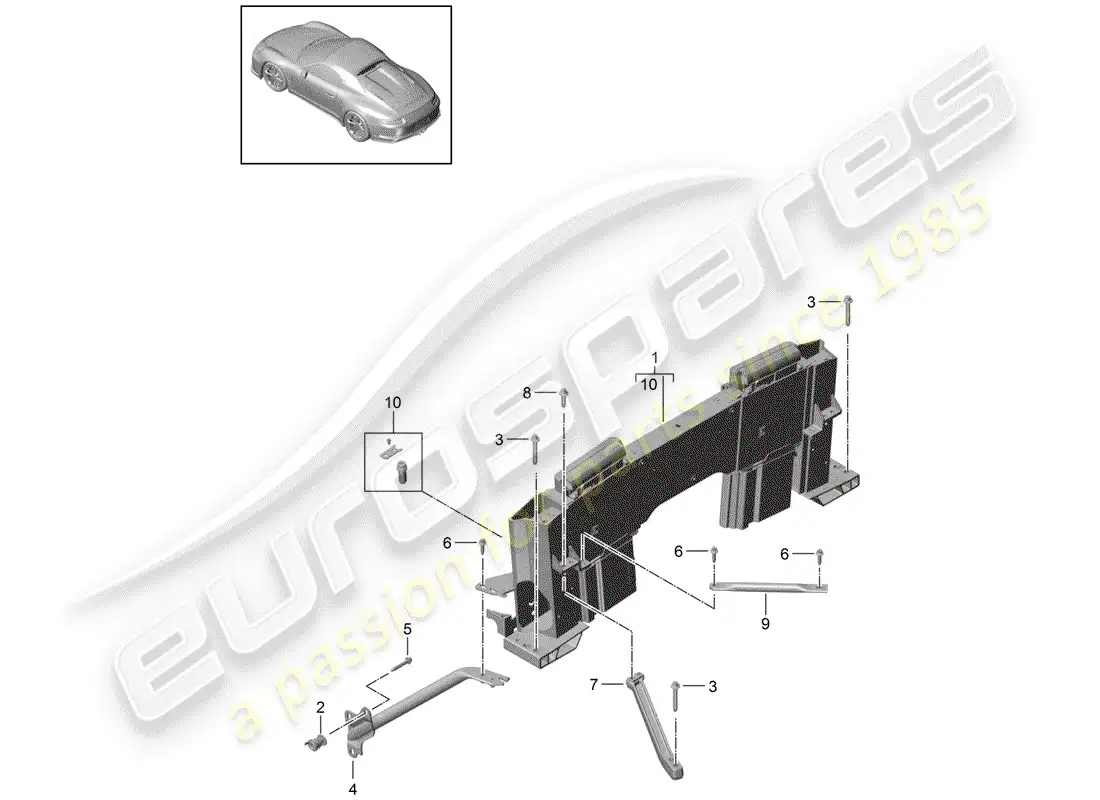 porsche 2015 (991-1 r/gt3/rs) protección contra vuelcos diagrama de piezas