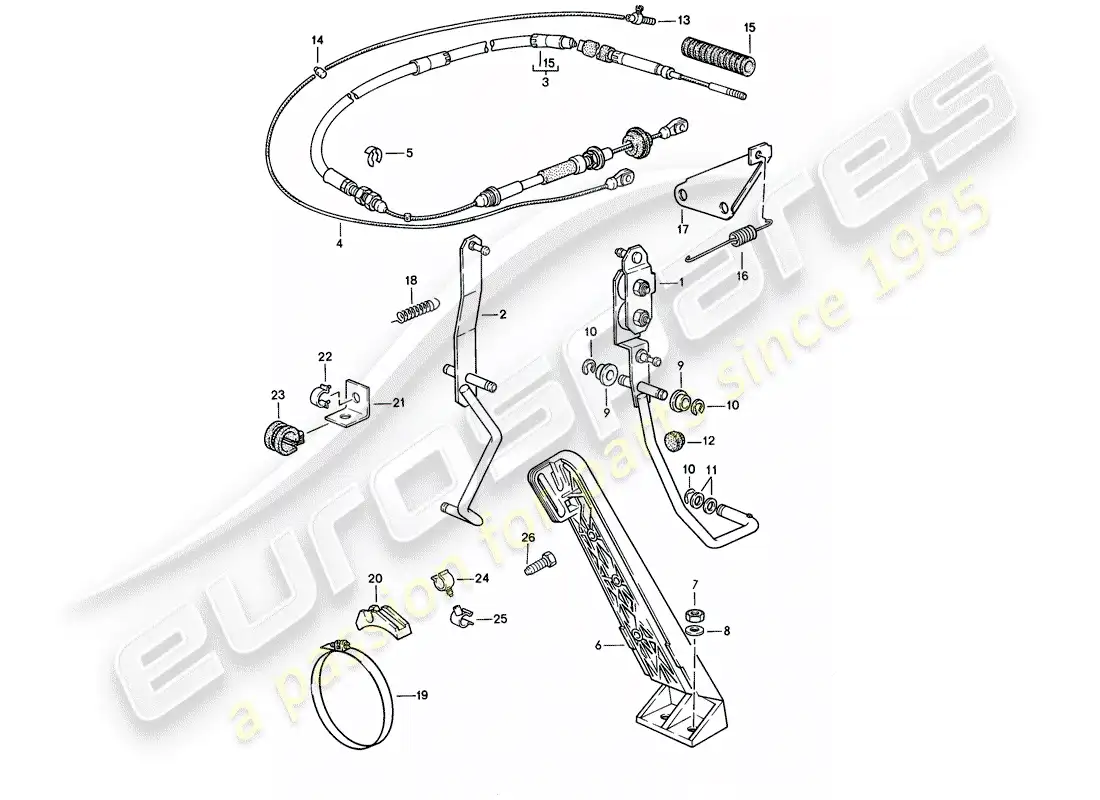 porsche 1987 (924s) control del acelerador - para - transmisión automática diagrama de piezas