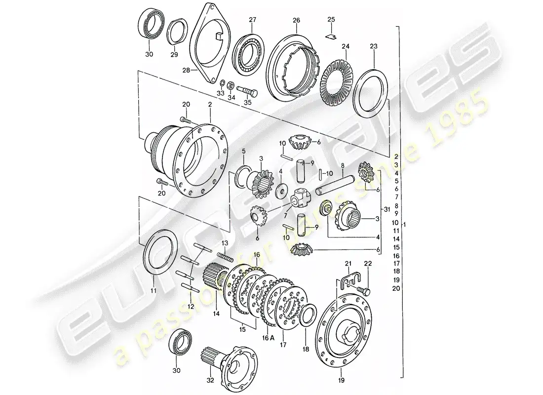 porsche 1990 (928) transmisión automática - porsche - diferencial de deslizamiento limitado - d - mj 1990>> diagrama de piezas
