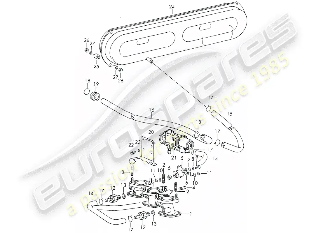 porsche 1970 (911) sistema de vacío - para - embrague liberación - d >> - mj 1971 diagrama de piezas