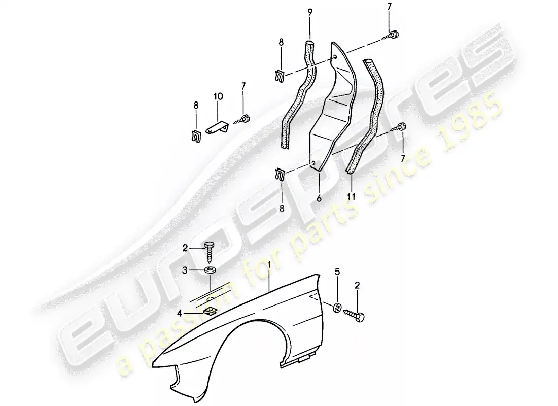 porsche 1987 (924s) defensa diagrama de piezas