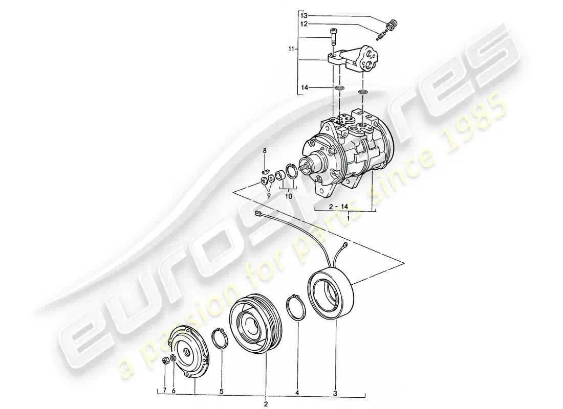 porsche 1994 (968) compresor diagrama de piezas