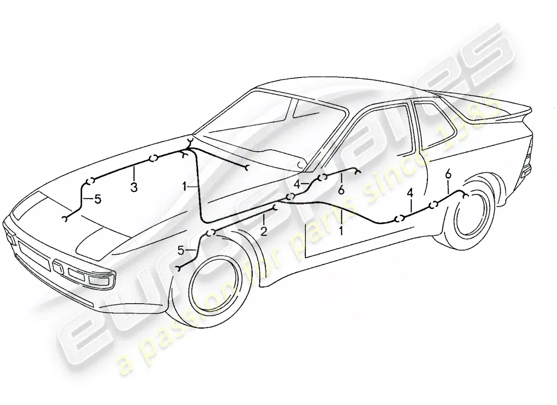 porsche 1991 (944) mazo de cables - sistema de freno antibloqueo -abs- - indicador de desgaste de pastillas de freno diagrama de piezas