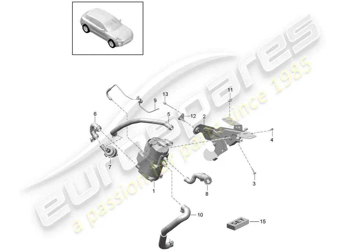 porsche 2016 (macan) calentador adicional diagrama de piezas