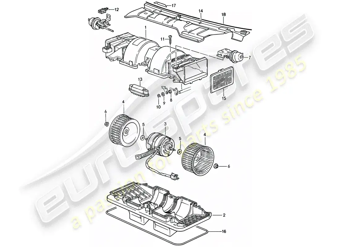 porsche 1986 (944) admirador diagrama de piezas