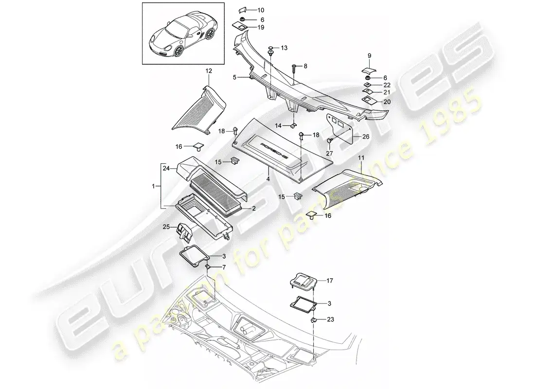 porsche 2008 (987 boxster) filtro particular diagrama de piezas