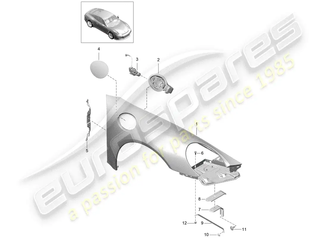 porsche 2018 (991-2 r/gt3/rs) defensa diagrama de piezas