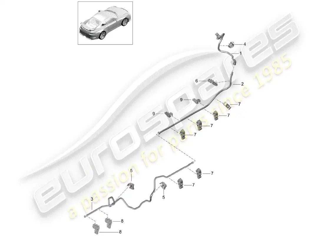 porsche 2016 (991-1 r/gt3/rs) línea de vacío diagrama de piezas