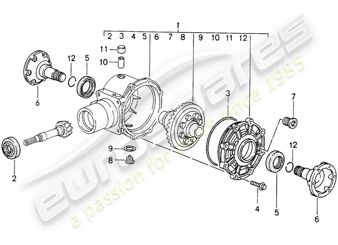 porsche 1996 (993) eje delantero diferencial - - - d - mj 1995>> diagrama de piezas