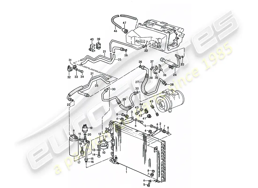 porsche 1993 (928) aire acondicionado automatico - líneas - y - unidades auxiliares diagrama de piezas