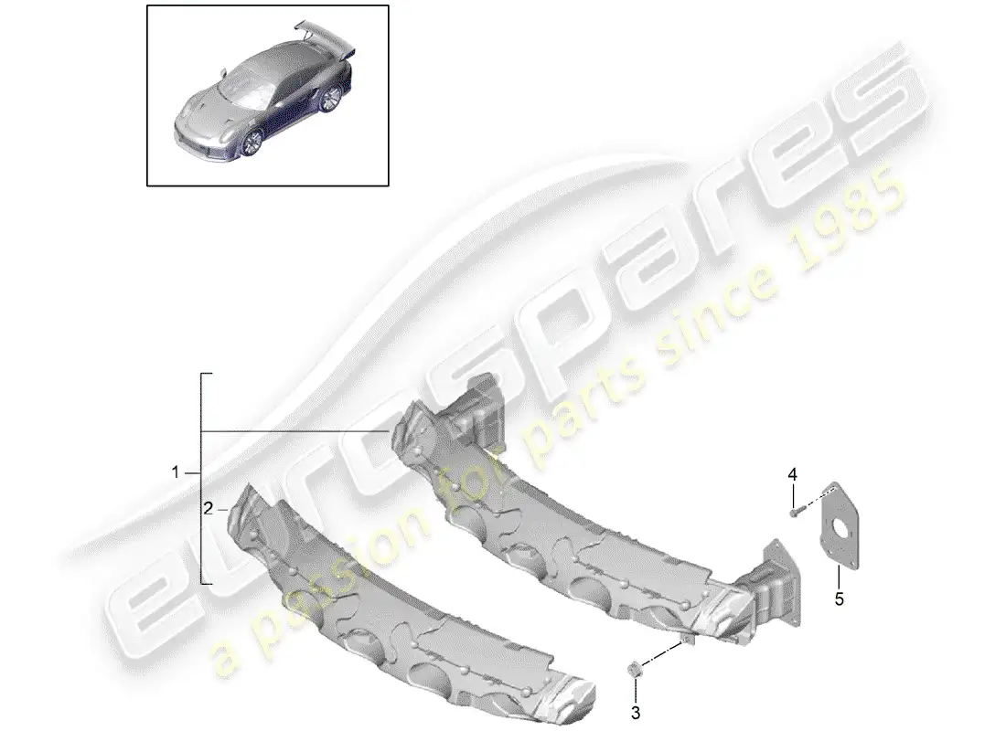 porsche 2017 (991-2 turbo) soporte de parachoques diagrama de piezas
