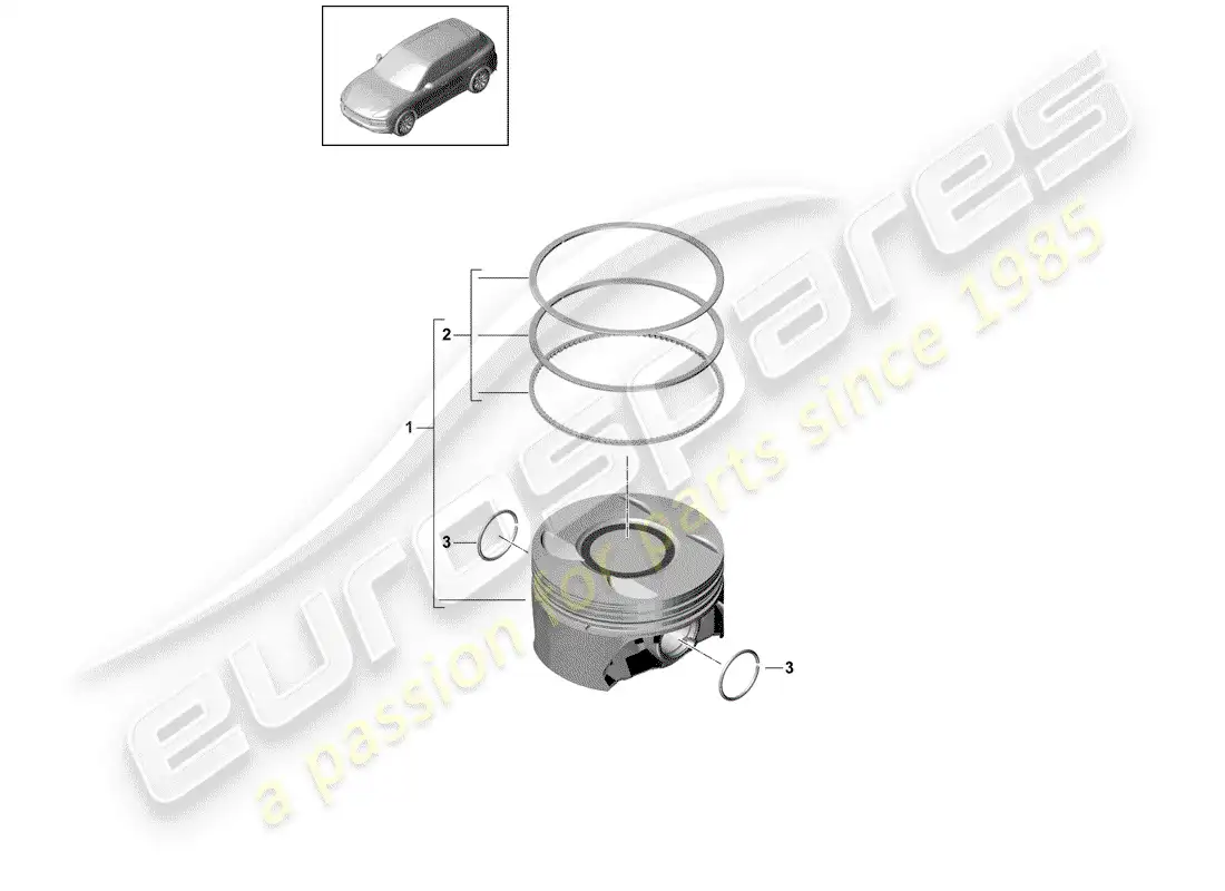 porsche 2018 (cayenne e3 9ya/9yb) piston complete diagrama de piezas