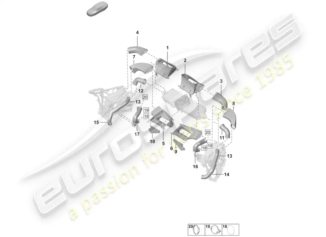 porsche 2019 (992-1) enfriador de aire de carga diagrama de piezas
