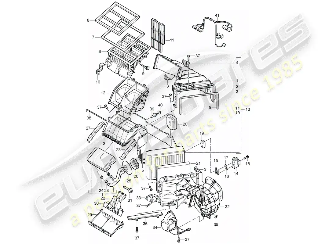porsche 2003 (cayenne e1 9pa) calefacción, aire acondicionado. sistema diagrama de piezas