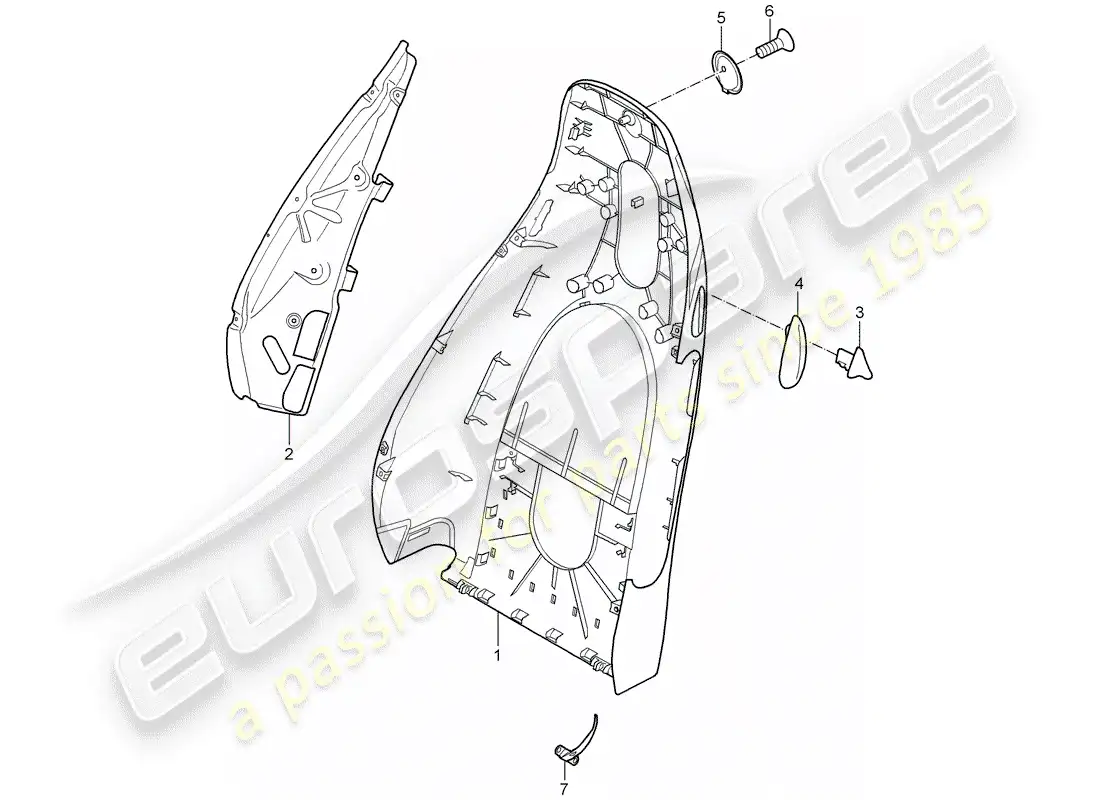 porsche 2007 (997-1) diagrama de piezas de la carcasa del respaldo