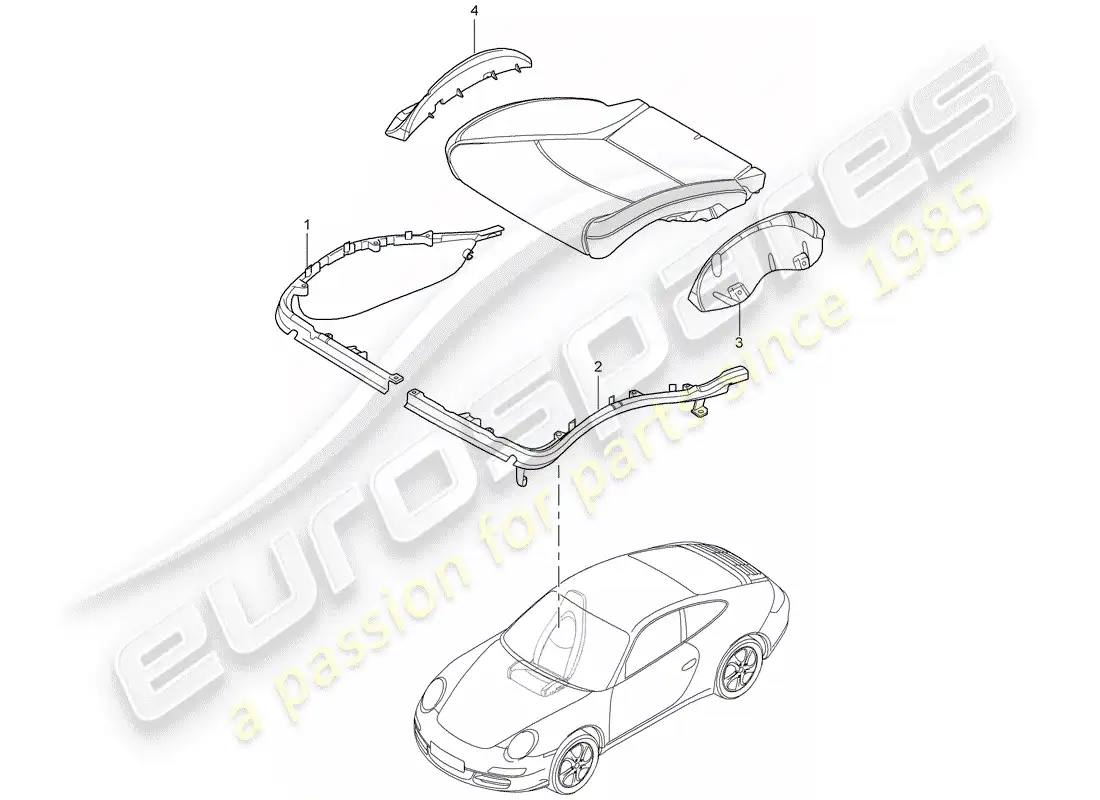 porsche 2013 (997-2 turbo / gt2 rs) portador de cojín diagrama de piezas