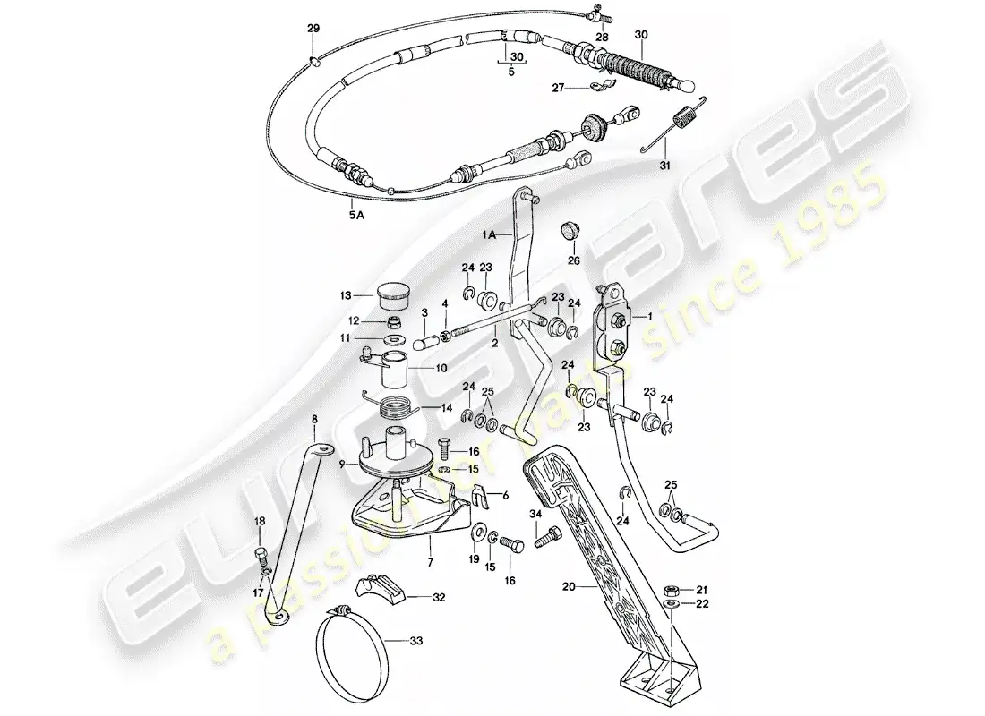 porsche 1985 (924) control del acelerador - cable del acelerador - para - transmisión automática diagrama de piezas