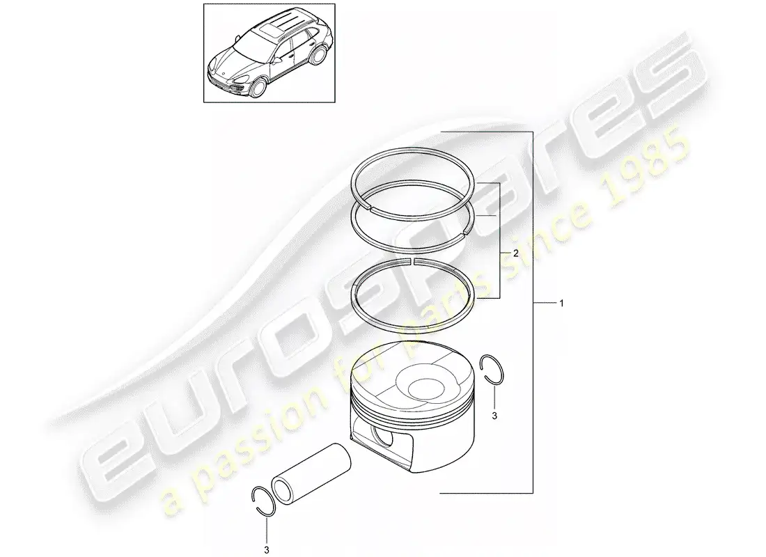 porsche 2013 (cayenne e2 92a) diagrama de piezas del pistón