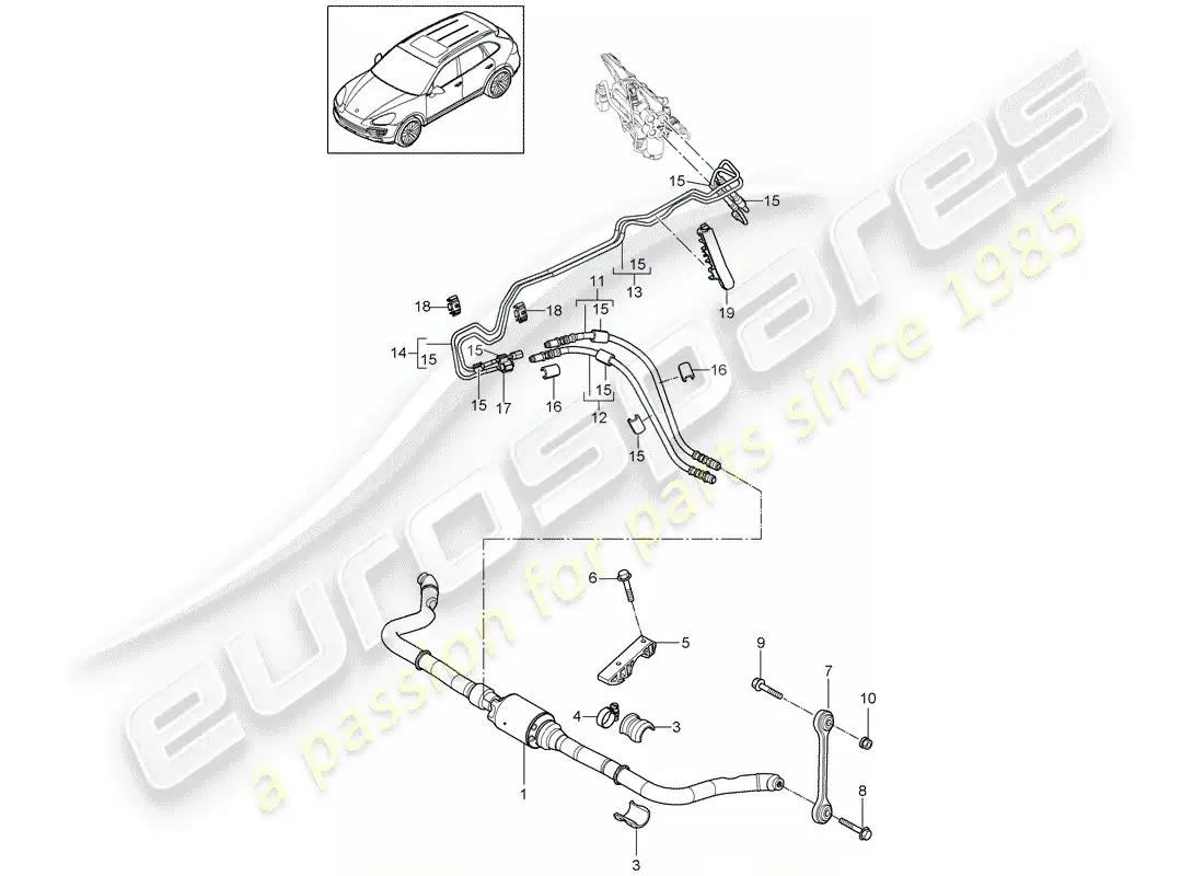 porsche 2013 (cayenne e2 92a) diagrama de piezas del estabilizador