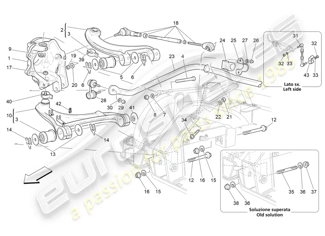 maserati qtp 3.0 tds v6 275hp (2015) diagrama de piezas de la suspensión trasera