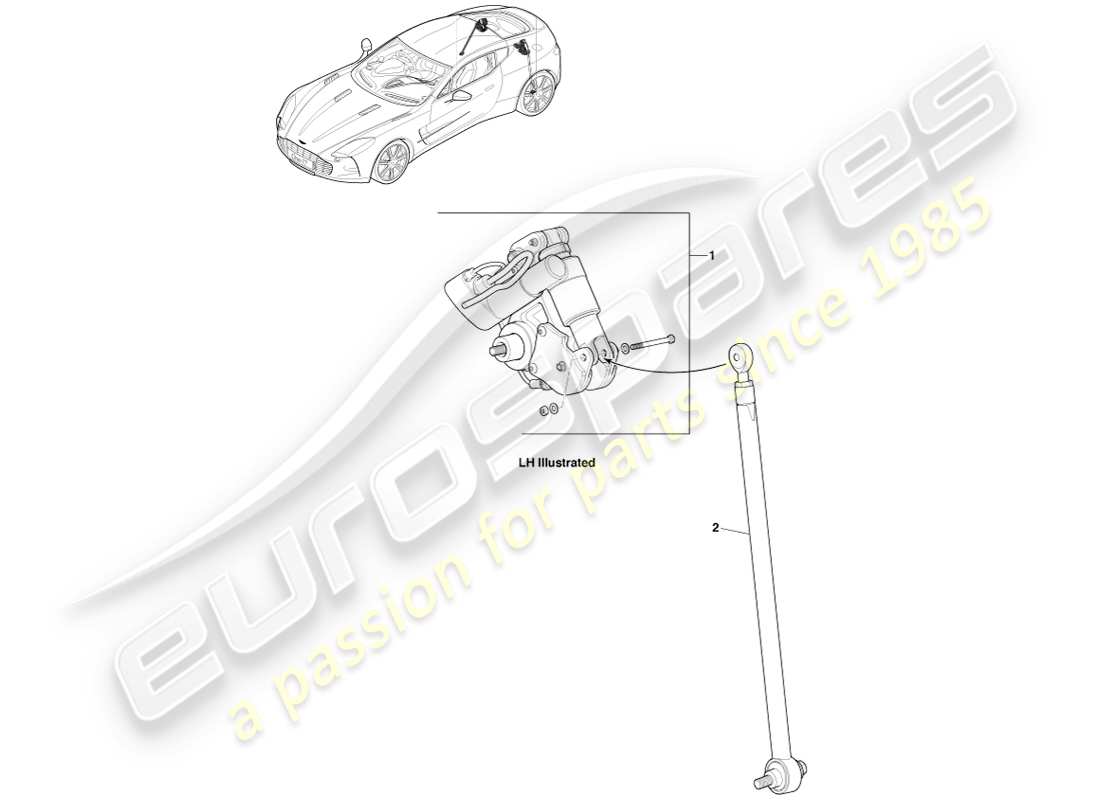 aston martin one-77 (2011) sistema de altura de manejo ajustable, trasero diagrama de piezas