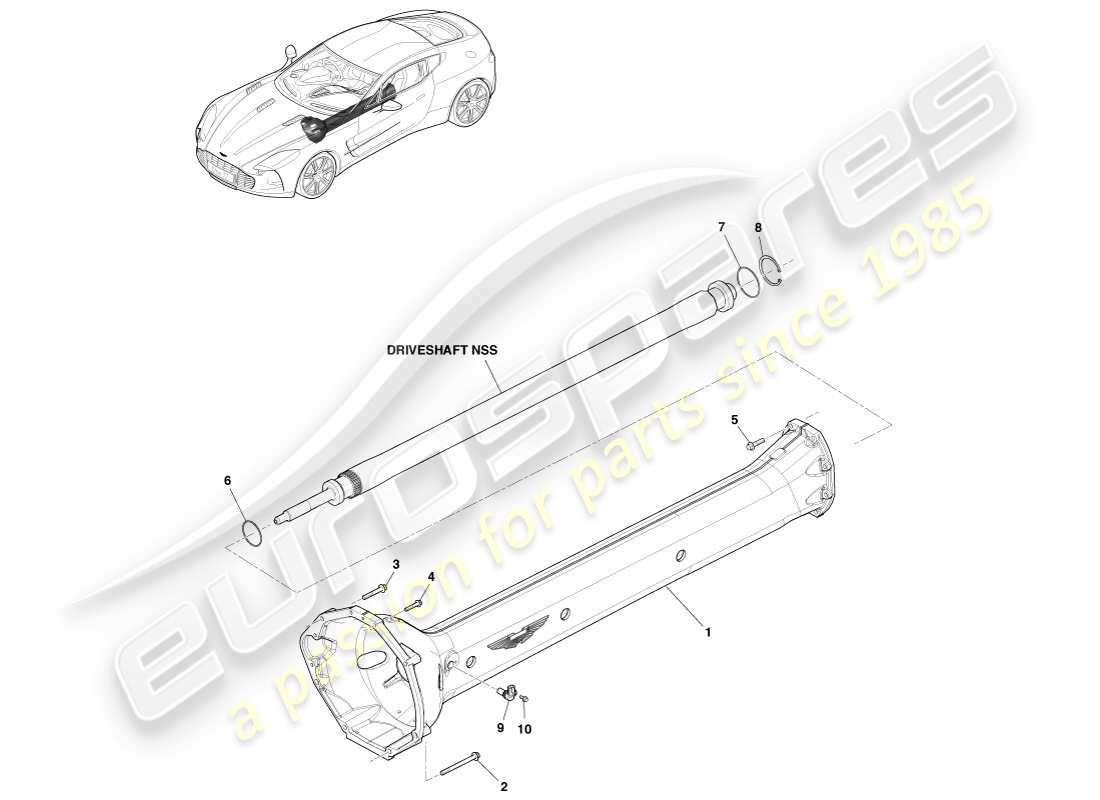 aston martin one-77 (2011) diagrama de piezas del conjunto del eje de transmisión