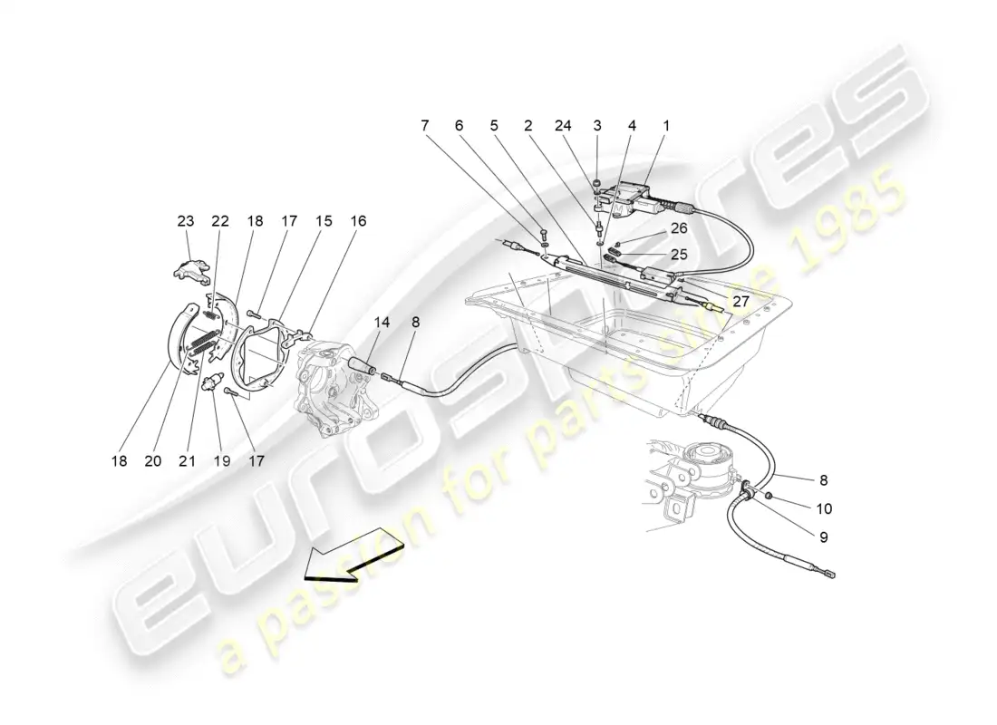 maserati granturismo (2011) parking brake diagrama de piezas